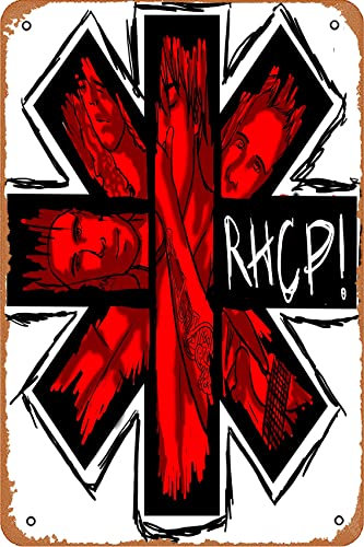 Rhcp Poster Band Poster (6) Neuheit Metallschild Retro Wanddekoration für Zuhause, Tor, Garten, Bars, Restaurants, Cafés, Büro, Geschäft, Kneipen, Club-Schild, Geschenk, 30,5 x 20,3 cm