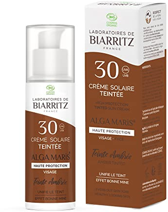 Alga Maris Sonnencreme für das Gesicht, Bernstein-Tönung, LSF 30, Bio-zertifiziertes Produkt …