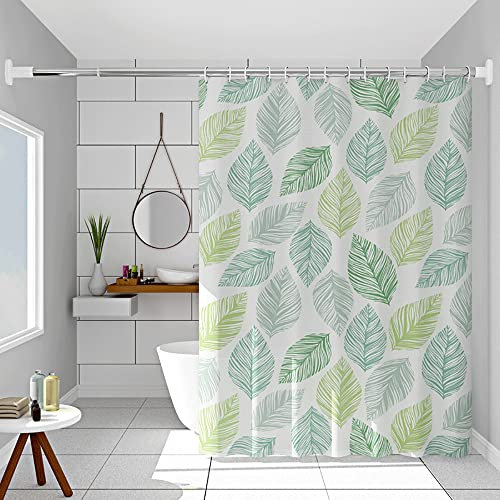 Vllcsla Rideau de Douche 200/240 Drop 200x200 cm, PEVA Long Rideau de Douche, Imperméable Feuilles Vertes Rideaux de Douche, Résistant à Moisissure Vertes Rideaux de Salle de Bain, avec Crochets