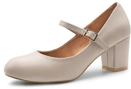 Womens Mid Block Heels Mary Jane Ankle Strap Court Shoes Ladies Comfort Support Work Pumps Formal Smart Office Low Heeled Strappy Slip On Cushioned Dolly Wide Fit Extra Wide Fitting Width Light Shoes
