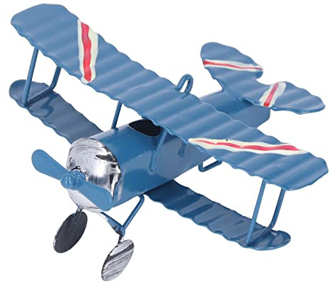 Tyenaza Mini Airplane Model, Vintage Airplane Decor Miniature Hanging Airplane Biplane Ornament for Room Birthday Gifts Cake Topper