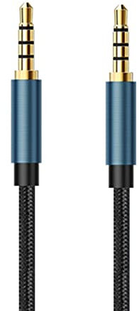 YSJJZRL Cavo audio a 4 poli da 3,5 mm Cavo ausiliario AUX intrecciato in nylon da 3,5 mm maschio a maschio per cuffie audio ecc. (2M,Blu)