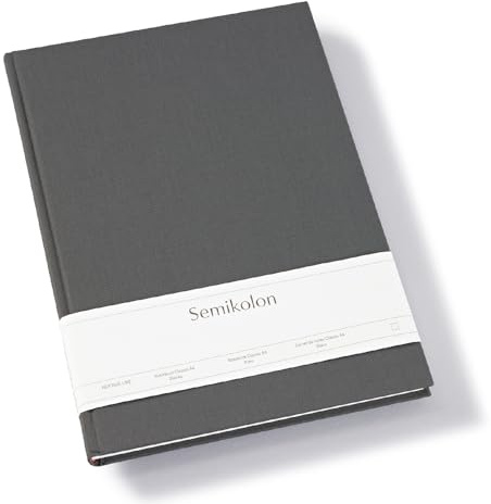 Semikolon 370060 Notizbuch Classic A4 blanko - 176 Seiten, cremeweißes Papier - Lesezeichen - lava stone grau