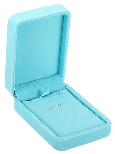 PATIKIL Velvet Necklace Box, Single Slot Vintage Jewelry Holder for Wedding Engagement Proposal Ceremony Anniversary Style 2, Blue