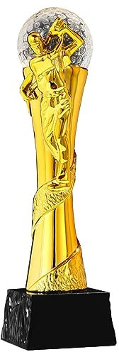 Pokale, Medaillen Auszeichnungen Trophäen der Sports Series-Meisterschaft Basketball-Fußball-Badminton-Tischtennis-Volleyball-Turnier-Trophäe Trophäe für kreative Schriftzüge (Color : Gold, S : Golf