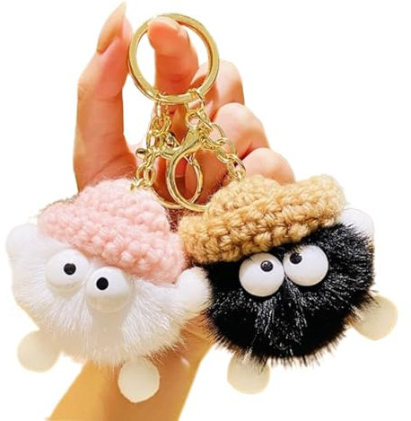 Porte Clef Pompon,Porte Clef Original,Porte Clef Kawaii,Porte Clef Peluche, Porte Clef Femme Pompon,porte-clés Faux Duveteux Sac Voiture Charme Pendentif Pour Les Femmes Filles