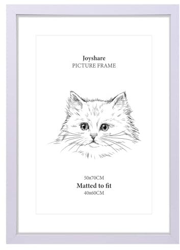 Joyshare 50x70 cm Groß Bilderrahmen mit Passepartout Weiß 1 Stück