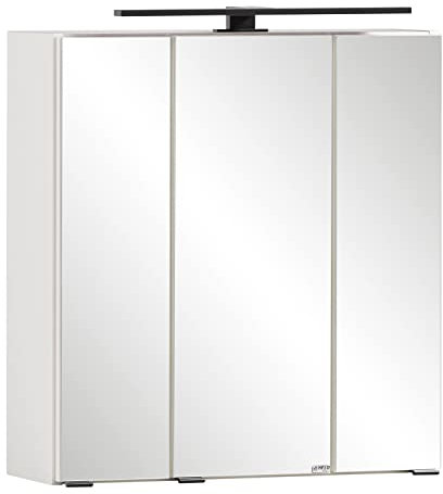 Home4You Spiegelschrank - Weiß - B 60 cm - mit LED-Aufsatzleuchte