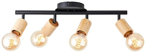 Brilliant Lampe Tiffany Strahlerrohre 4flg schwarz matt/natur braun 4x A60, E27, 28 W