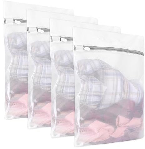 4 Stück Wäschenetz für Waschmaschine, Wäschesack 30 x 40cm, Waschmaschine Laundry Bag für Feinwäsche, Wäschenetz Klein mit Versteckter Reißverschluss für BH, Socken, Reise, Schuhe