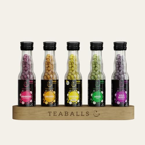 TEABALLS - 5er Set RAINBOW - HIMBEERE, ORANGE, ZITRONE, MINZE, WILDBERRY für ca. 200 Tassen Tee