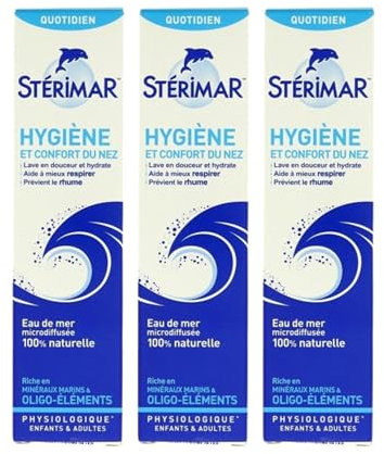 Nasenhygiene | Nasenspray für die tägliche Hygiene | Reinigt sanft und befeuchtet die Nase | 100% natürliches Meerwasser | Physiologische Formel | 3x100ML