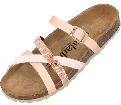 Palado Damen Pantoletten Cruisi - Sandalen Made in Spain - Hausschuhe mit Kork-Fußbett - modische Sommerschuhe