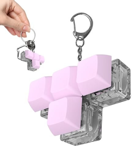 Fidget Keyring Keyboard Fidget Toy | Keyboard Clicker Fidget Keychain | 4 Buttons Finger Clicker Glowing Mechanical Keyboard Fidget Toys | Finger Keychain Toy | Glowing Mechanical Keyboard Toy