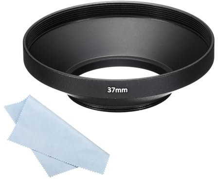 PATIKIL 37mm Paraluce, Ampia Superficie Opaca Antiriflesso Interno con Panno per Pulizia per Obiettivo Fotocamera, Nero