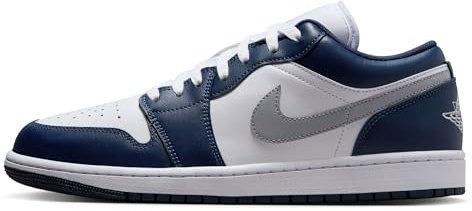 Nike - Air Jordan 1 Low Basketballschuhe für Herren, Weiß Marineblau Wolf Grau, 45 EU