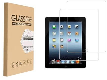 Shunwige Conçu pour iPad 2 3 4 (Anciens modèles) Protecteur d'écran en verre trempé 9H anti-rayures HD transparent sans bulles d'air (2pcs)