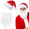 APMGONT Weihnachtsmütze Nikolausmütze mit Weihnachtsmann Bart Vollbart Weiß für Erwachsene Unisex Weihnachtsmann-Kostümzubehör für Weihnachten Weihnachtsmann Mütze für Familie Weihnachten