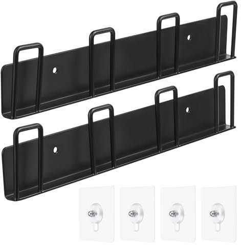2 Pcs Black Coffee Mug Holder - Wall Mounted Metal Cup Rack with 4 Hooks, Inverted Cup Holders for Kitchen Dining Room