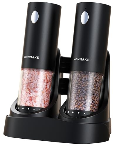 Electric Salt and Pepper Grinder Set, Charging Base, Automatic Rechargeable