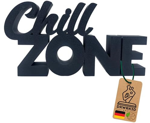 Chill Zone Schriftzug - Chill-Zone Aufsteller - Gaming Zimmer Deko - Relax Schild - Wohnzimmer Dekoration - Kinderzimmer - Jugendzimmer - Spielzimmer - Gamer Room Deko aus Kunststoff (L)