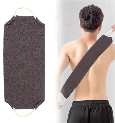 Estropajo Exfoliante de Espalda de Doble Cara con Asas Resistentes, Toalla de Ducha Corporal para Limpieza Profunda y Exfoliación, Cepillo Ducha para Espalda Alivia la Piel áspera