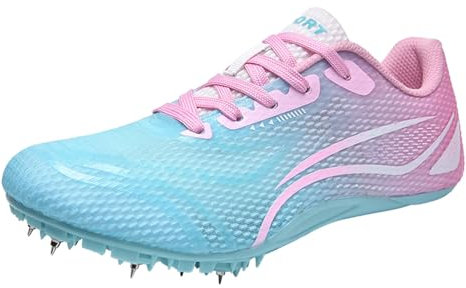 ZHENSI Zapatillas De Atletismo con Clavos para Hombre Y Mujer Zapatillas De Carreras De Velocidad Y Saltos para Niños,Rosado,39 EU