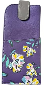 Mala Leather Zinnia Glasses Case - Wide Fitting Floral Flowers Leather Tab Top Glasses Case
