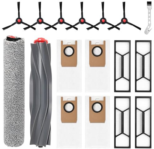 KiimSin Ersatzteil Zubehör für Eufy Omni S1 Pro/Omni S1 Staubsauger roboter, 1 Hauptbürste, 1 Wischtuchrolle, 4 Staubbeutel, 4 Filter, 6 Seitenbürsten