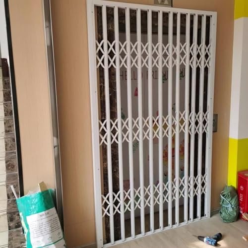 Rejas para Ventanas Exteriores Rejas Retráctiles Antirrobo para Puertas Correderas/Ventanas Interiores, Barandilla de Balcón Ajustable con Cerradura y Llave, Previene Caídas Accidentales.(100cmx100cm