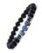 Herren Armband mit Schwarzen Naturstein-Perlen & Blauen Achat-Steinen – Handgemacht – Elastisch – Stilvoll & Maskulin – Geschenk für Männer - Schwarzes Perlenarmband für Herren