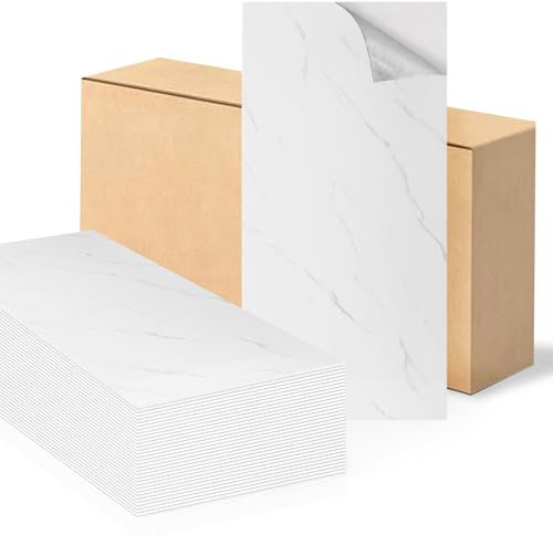 Swehooirt White Marble Tile Stickers 60x30cm 10Pcs Thicken Self Adhesive Wall Tiles,Peel and Stick Waterproof Vinyl Marble Tiles for Bathroom Kitchen Splashback Living Room Bedroom