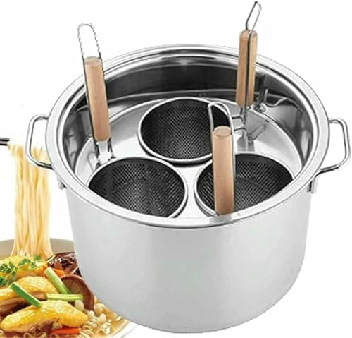 Multifunctional Soup Pot with Strainer,Pasta Cooking Tool with Insert Strainer Baskets, Pasta Pots 3/4/5 Holes Pasta Cooker Insert Set, Stainless Steel Pasta Cooker Pot with Insert Strainer