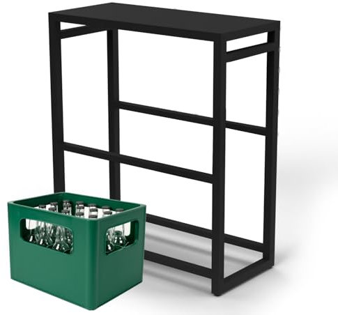 flexilife Getränkekistenregal für 6 Kisten mit höhenverstellbaren Füßen, Traglast 300 kg, Kistenregal für Getränkekisten Wasserkisten Bierkisten (mit Ablagefläche - ohne Haken & Sixpack Halterung)