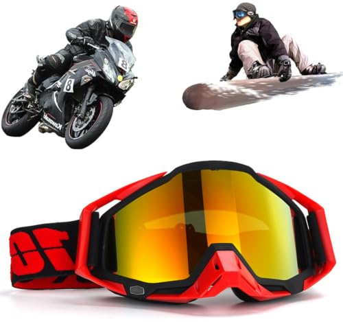 Motocross Brille, Winddichte Staubdichte Motocross-Brille, SkiBrille, Dirt Bike Crossbrille, Anti Fog UV Skibrille, Off Road Racing Fahrbrille, für Radfahren, Langlaufrennen, ATV, UTV (Schwarz 15)
