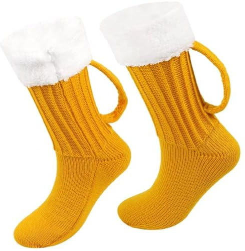 1 Pair Beer Mug Socks, Fun Beer Mug Socks, Non-slip Slipper Socks, Autumn and Winter Knitted Warm Socks, Thickened Stockings, Gift Socks