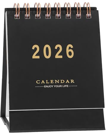 kleine Schreibtischkalender 2025-2026, kleine Stehflip-Desktop-Kalender 2025.7-2026.12, beschichtetes Papier + Doppelmetallspule für die Planung des organisierenden täglichen Schedulers 12x7.6x6cm