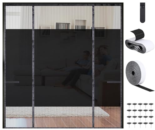 EFUTURETIME Zanzariera Porta Magnetica 170 x 212 cm, Protezione della Privacy e Anti Zanzare, Zanzariere Magnetiche per Porte Finestre in Poliestere, Senza Fori (3 Ante)