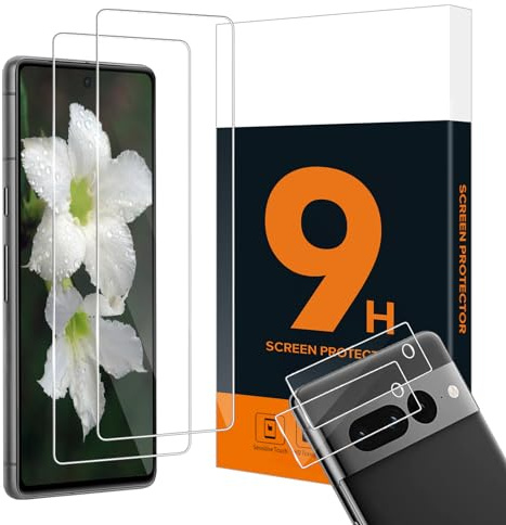 Carantee 2 pièces Verre Trempé pour Google Pixel 7, Dureté 9H protection écran, 2.5D Couverture Complète, sans bulles, Haute Sensibilité, Anti-huile, 0.33mm Ultra HD Claire Pixel 7 vitre protection