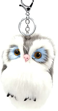 Xweptuy Plüsch-Eulen-Schlüsselanhänger, flauschiger Kunstfell-Eulen-Schlüsselanhänger, niedlicher Tier-, Handtaschen-Anhänger