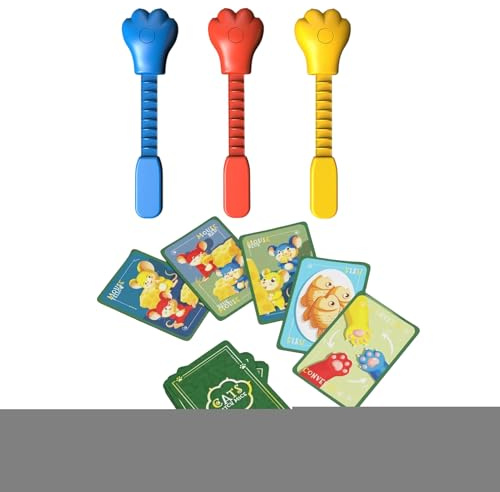 Jeu de Cartes de réaction pour Chat Qui Attrape Les Souris, Jeu de société Familial multijoueur avec Pince à Griffes, Jouet de Voyage d'entraînement à la Concentration pour de Plus de 3 Ans