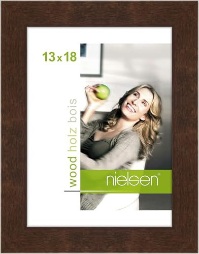 nielsen Bilderrahmen, 13 x 18 cm, Holz, Palisander, Fotorahmen zum Auftstellen und Aufhängen im Hoch- & Querformat, Echtglas, Essential