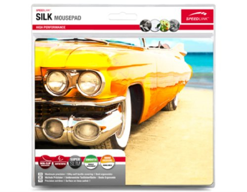 Speedlink Silk Mauspad gelber Oldtimer (weiche Oberfläche, geringer Gleitwiderstand, gummierte Unterseite, verschiedene Motive)