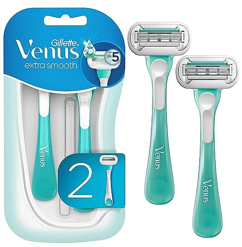 Gillette Venus Extra Smooth Sensitive Disposable Razors for Women with Sensitive Skin, 2 Count