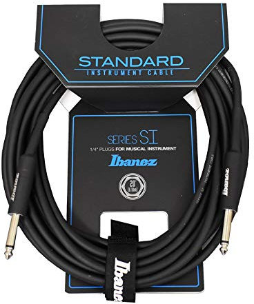 IBANEZ SI Serie (Standard) Instrumentenkabel - 2 gerade Stecker - Klinke - Klinke, Schwarz - 6,10 m / 20 ft (SI20)