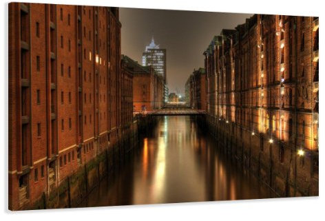 bestpricepictures 120 x 80 cm Bild auf Leinwand Hamburg 5051-SCT deutsche Marke und Lager - Die Bilder/das Wandbild/der Kunstdruck ist fertig gerahmt
