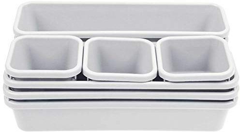Arti Casa Set of 8 Plastic Bowls for Office Desk Kitchen Bathroom Tidying Up White