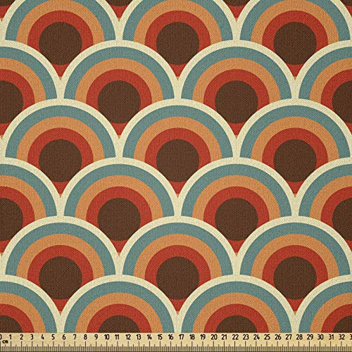 ABAKUHAUS Kreis Stoff als Meterware, Kurvige Waved Old Spots, Microfaser Multi Zweck Dekostoff für Kunsthandwerke, 3M (230x300cm), Kadett Blau Zimt