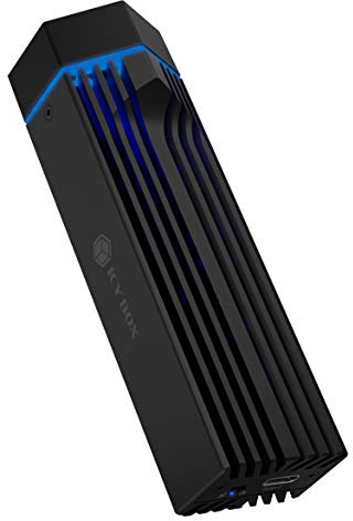 ICY BOX M.2 NVMe Gehäuse mit Lüfter, RGB Beleuchtung, USB 3.1 Gen2 (10 Gbit/s), für M.2 SSD, Aluminium, Schwarz, 60713