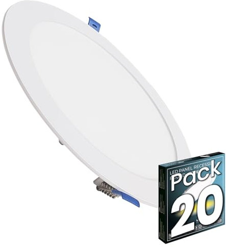 LED ATOMANT Pack 20x Downlight LED Panel Extraplano Redondo 225mm 20W, 1800 lumenes, Color Luz Calida (3000K), Corte 205mm, Driver incluido